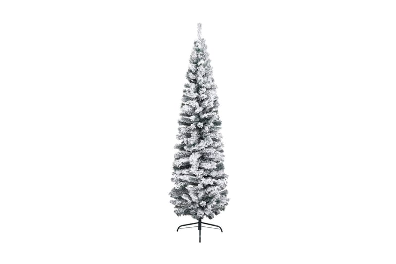 Slankt kunstig juletre med flokket snø grønn 210 cm PVC - Innredning - Julepynt & helgedekorasjon - Julepynt & juledekorasjon - Plastjuletre