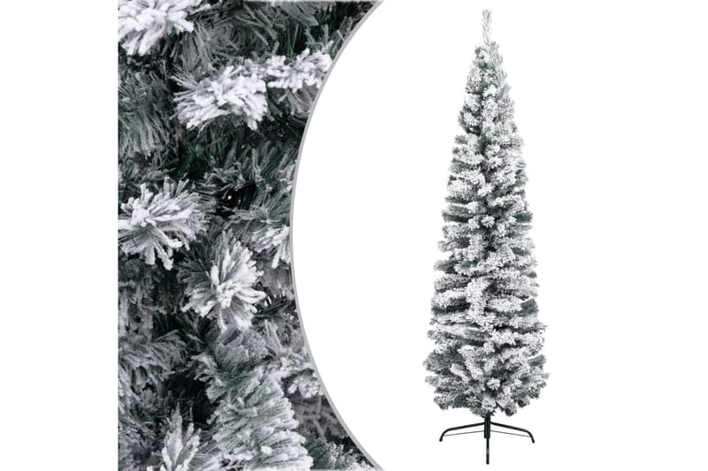 Slankt kunstig juletre med flokket snø grønn 210 cm PVC - Innredning - Julepynt & helgedekorasjon - Julepynt & juledekorasjon - Plastjuletre