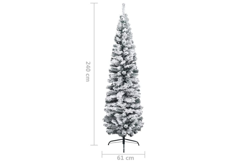 Slankt kunstig juletre med flokket snø grønn 240 cm PVC - Innredning - Julepynt & helgedekorasjon - Julepynt & juledekorasjon - Plastjuletre