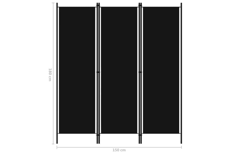 Romdeler 3 paneler svart 150x180 cm - Innredning - Romdelere - Skjermvegg