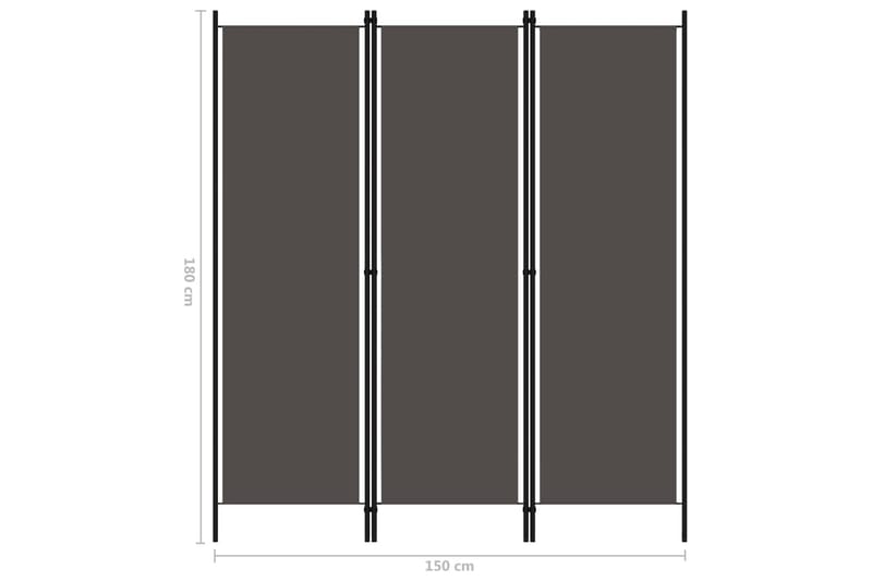 Romdeler 3 paneler antrasitt 150x180cm - Innredning - Romdelere - Skjermvegg