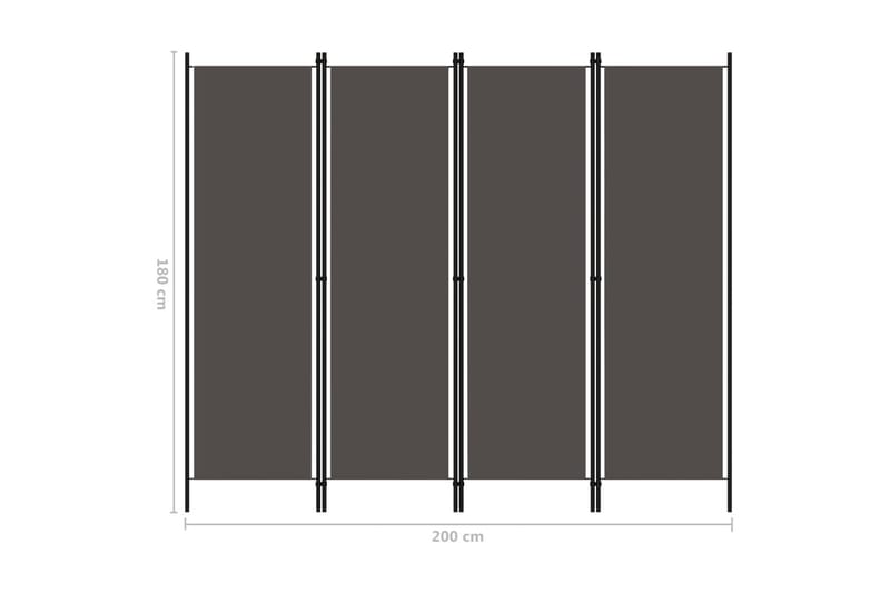 Romdeler 4 paneler antrasitt 200x180 cm - Innredning - Romdelere - Skjermvegg