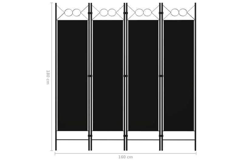 Romdeler 4 paneler svart 160x180 cm - Innredning - Romdelere - Skjermvegg