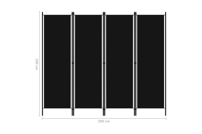 Romdeler 4 paneler svart 200x180 cm - Innredning - Romdelere - Skjermvegg