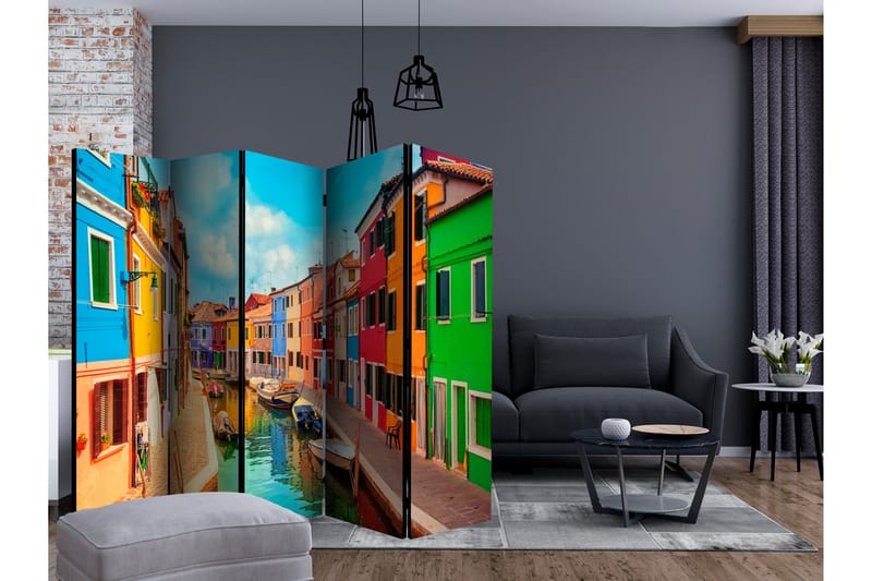 Romdeler - Colorful Canal i Burano II 225x172 - Artgeist sp. z o. o. - Innredning - Romdelere - Bretteskjerm