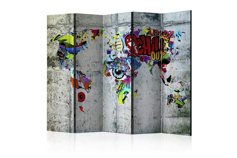 Romdeler Graffiti World 225x172 - Artgeist sp. z o. o. - Innredning - Romdelere - Bretteskjerm