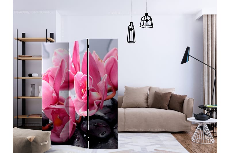 Romdeler -  Orchid flowers with zen stone 135x172 - Artgeist sp. z o. o. - Innredning - Romdelere - Bretteskjerm