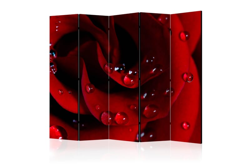 Romdeler - Red rose with water drops II 225x172 - Artgeist sp. z o. o. - Innredning - Romdelere - Bretteskjerm