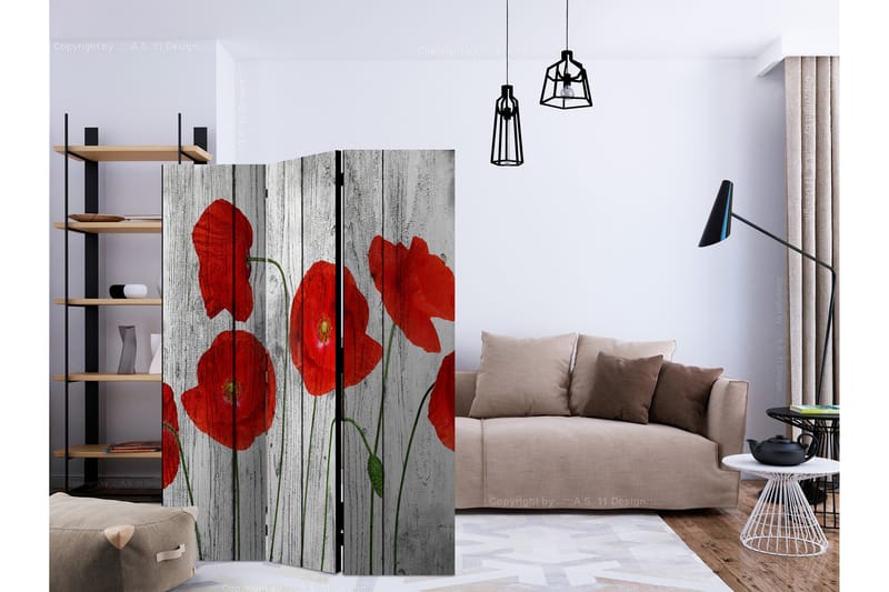 Romdeler - Tale of Red Poppies 135x172 - Artgeist sp. z o. o. - Innredning - Romdelere - Bretteskjerm