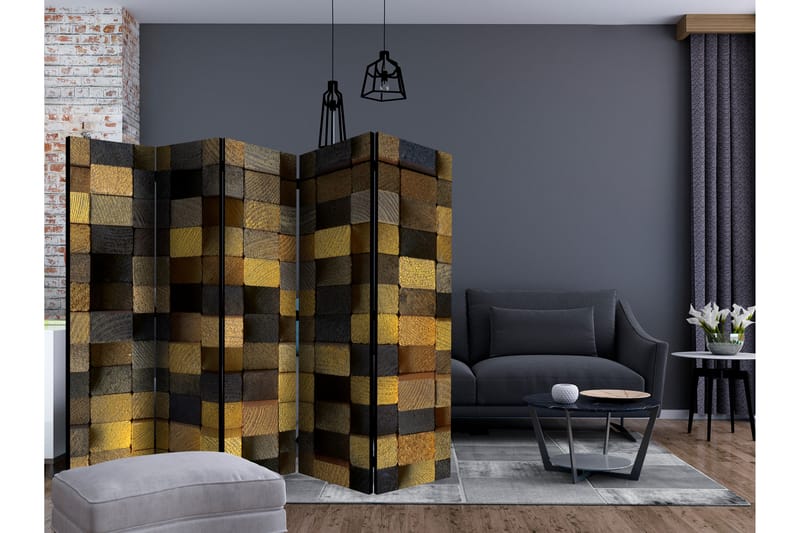 Romdeler - Wooden cubes  II 225x172 - Artgeist sp. z o. o. - Innredning - Romdelere - Bretteskjerm