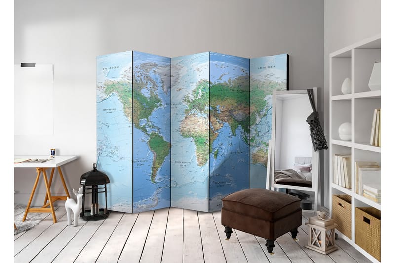 Romdeler World Map 225x172 - Artgeist sp. z o. o. - Innredning - Romdelere - Bretteskjerm