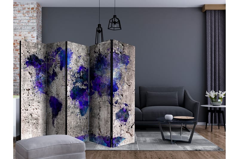 Room Divider - World Map Ink Blots II 225x172 - Artgeist sp. z o. o. - Innredning - Romdelere - Bretteskjerm