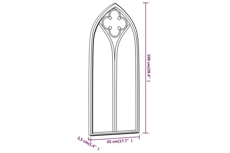 Hagespeil svart 100x45 cm for utendørs bruk jern - Svart - Innredning - Speil - Veggspeil