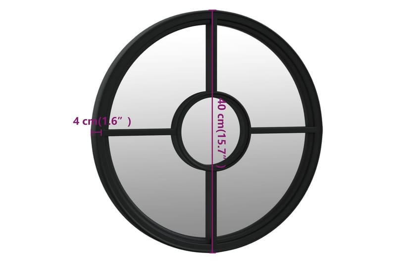 Hagespeil svart 40x4 cm for utendørs bruk jern - Svart - Innredning - Speil - Veggspeil