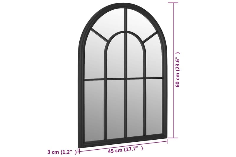 Hagespeil svart 60x45 cm for utendørs bruk jern - Innredning - Speil - Veggspeil