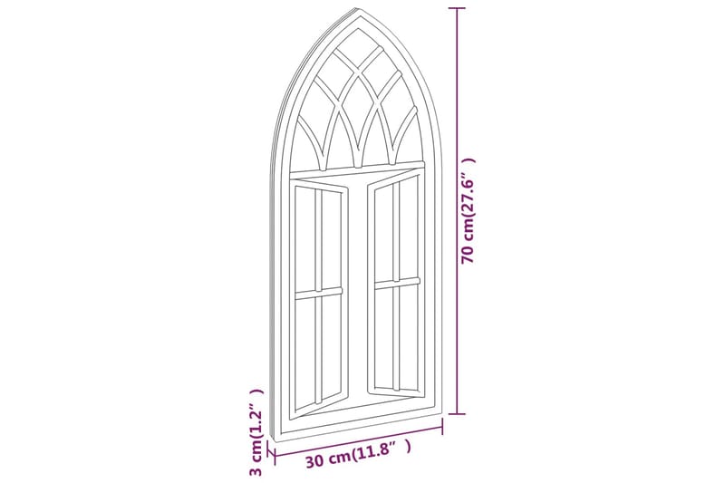 Hagespeil svart 70x30 cm for utendørs bruk jern - Svart - Innredning - Speil - Veggspeil