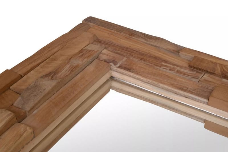 Dekorativt speil teak 90x60 cm rektangulrt - Innredning - Speil - Veggspeil