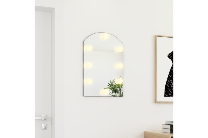 Speil med LED-lys 60x40 cm glass oval - Silver - Innredning - Speil - Veggspeil