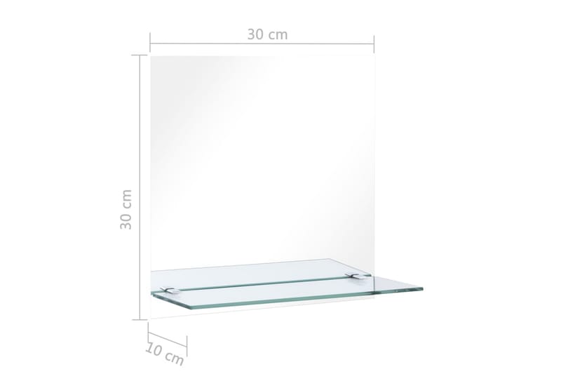 Veggspeil med hylle 30x30 cm herdet glass - Innredning - Speil - Veggspeil