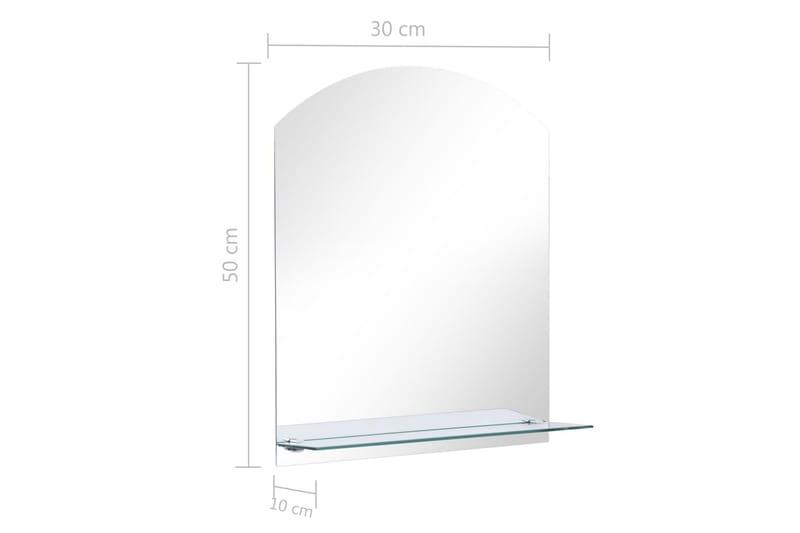 Veggspeil med hylle 30x50 cm herdet glass - Innredning - Speil - Veggspeil