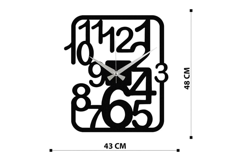 Achterdis Veggklokke Firekantete - Svart - Innredning - Veggdekorasjon - Veggklokke