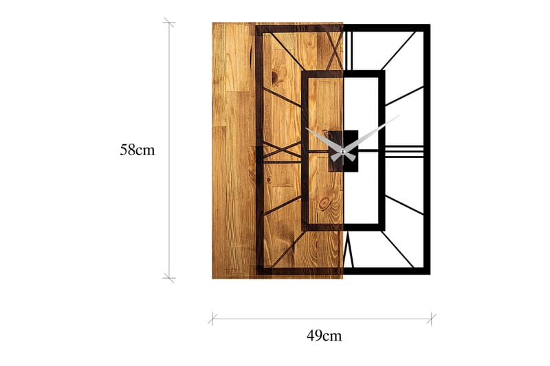 Musemolen Veggklokke Firekantete - Svart|Lys Valnøtt - Innredning - Veggdekorasjon - Veggklokke