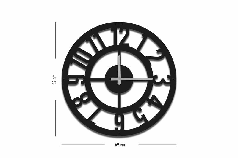 Shentala Veggklokke 49x49 cm - Metall/Svart - Innredning - Veggdekorasjon - Veggklokke
