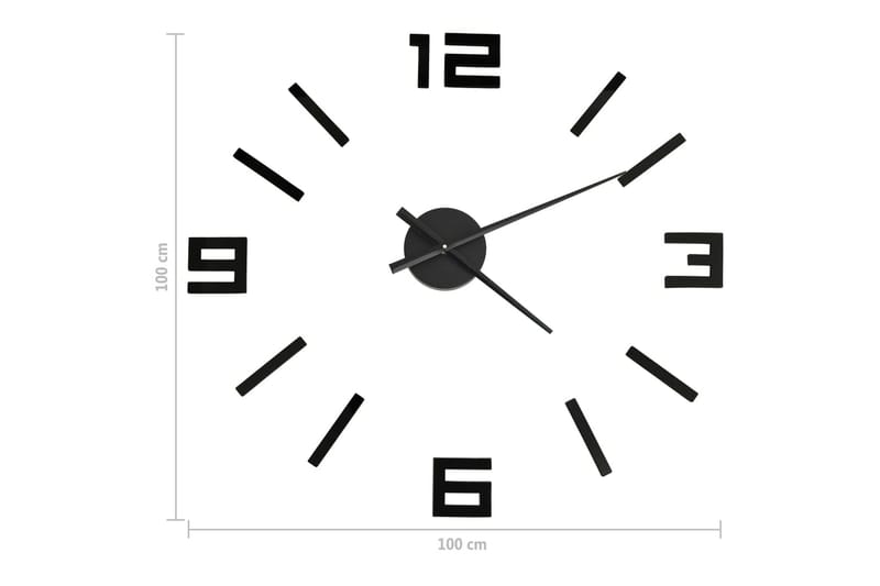 Veggklokke 3D moderne design svart 100 cm XXL - Svart - Innredning - Veggdekorasjon - Veggklokke