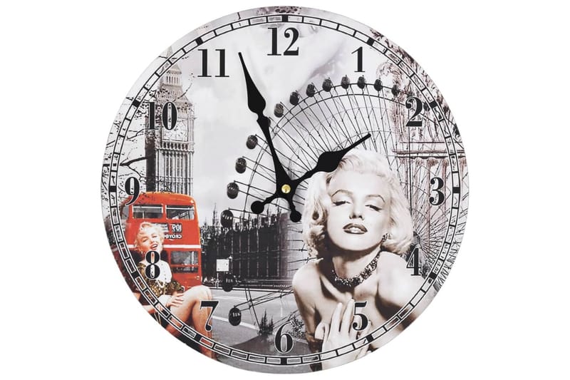 Veggklokke vintage Marilyn Monroe 30 cm - Dekorasjon - Veggklokke