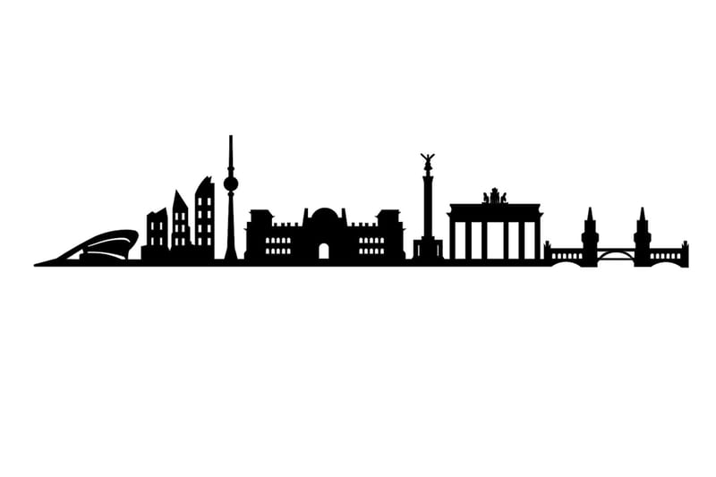 Berlin Skyline Veggdekor - Svart - Innredning - Veggdekorasjon - Skilt - Metallskilt