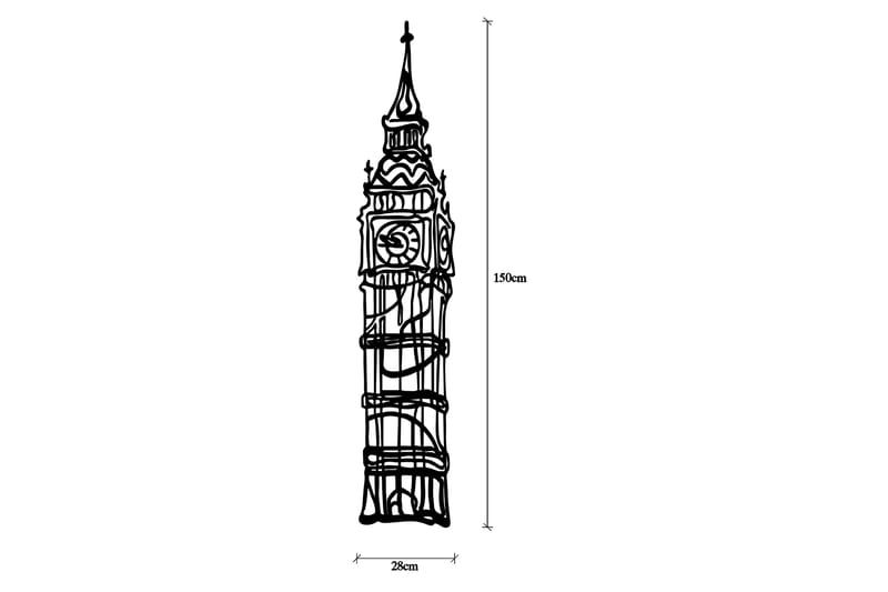 Big Ben Veggdekor - Svart - Innredning - Veggdekorasjon - Skilt - Metallskilt