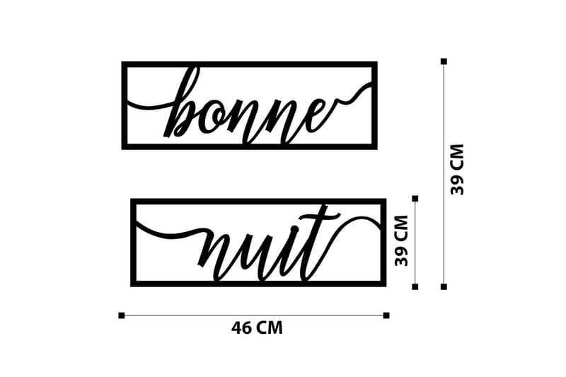 Bonne Nuit 1 Veggdekor - Svart - Innredning - Veggdekorasjon - Skilt - Metallskilt