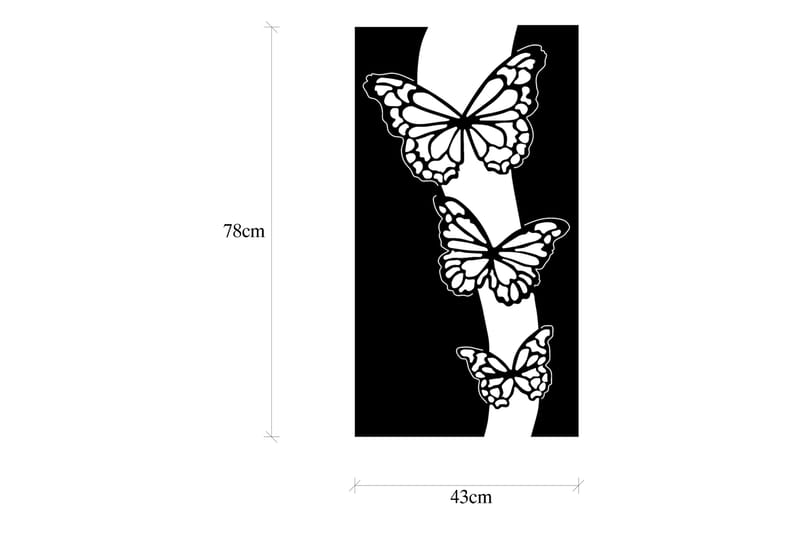 Butterfly 5 Veggdekor - Svart - Innredning - Veggdekorasjon - Skilt - Metallskilt