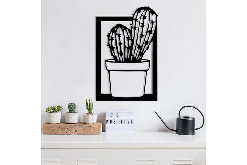 Cactus Veggdekor - Svart - Innredning - Veggdekorasjon - Skilt - Metallskilt