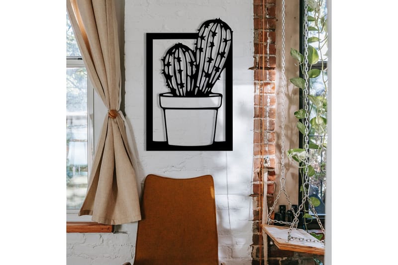 Cactus Veggdekor - Svart - Innredning - Veggdekorasjon - Skilt - Metallskilt