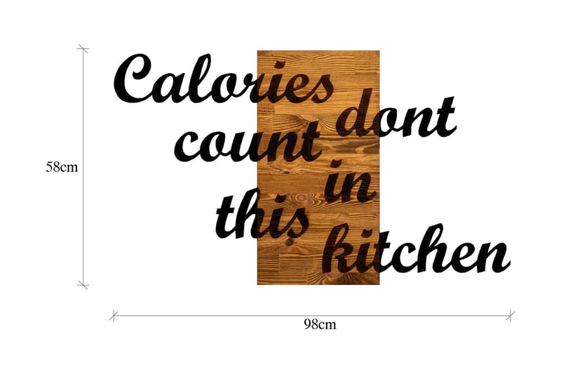 Calories Dont Count in This Kitchen Veggdekor - Svart/Valnøtt - Innredning - Veggdekorasjon - Skilt - Metallskilt