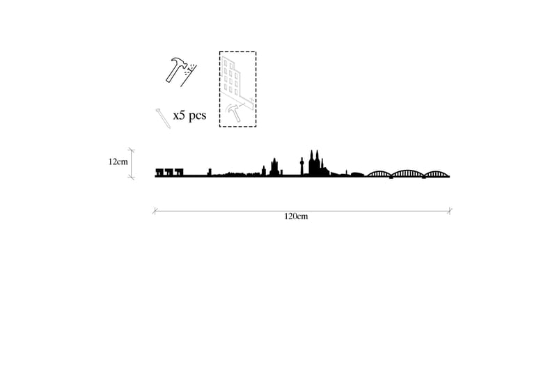 Cologne Skyline Veggdekor - Svart - Innredning - Veggdekorasjon - Skilt - Metallskilt