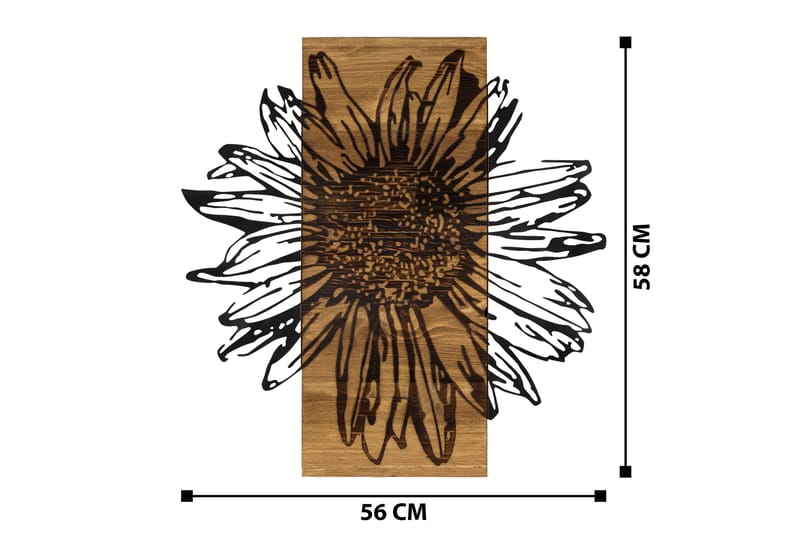 Daisy Veggdekor - Svart/Valnøtt - Innredning - Veggdekorasjon - Skilt - Metallskilt