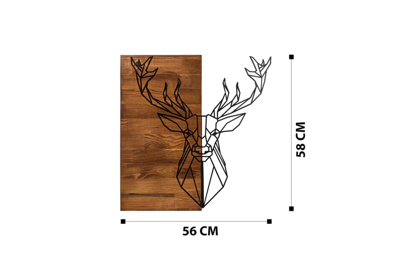 Deer1 Veggdekor - Svart/Valnøtt - Innredning - Veggdekorasjon - Skilt - Metallskilt