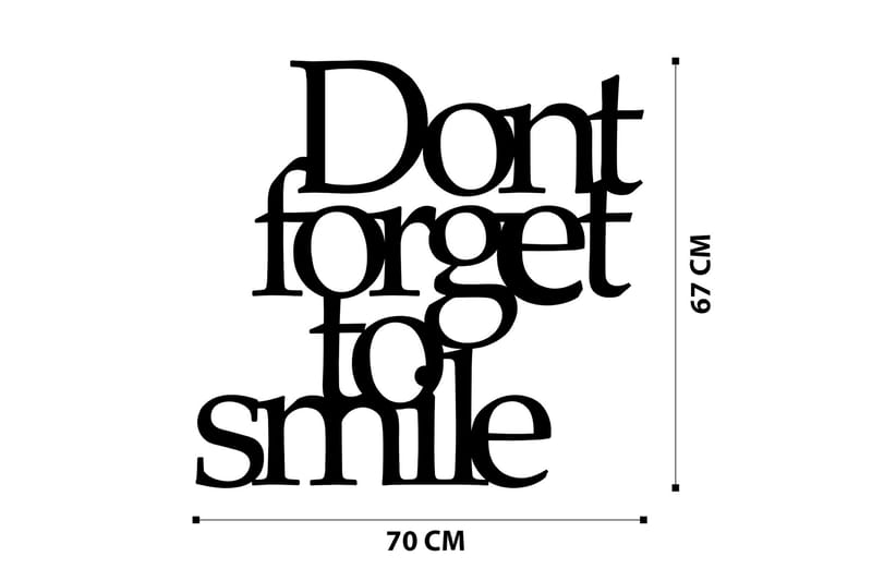 Don't Forget To Smile Veggdekor - Svart - Innredning - Veggdekorasjon - Skilt - Metallskilt