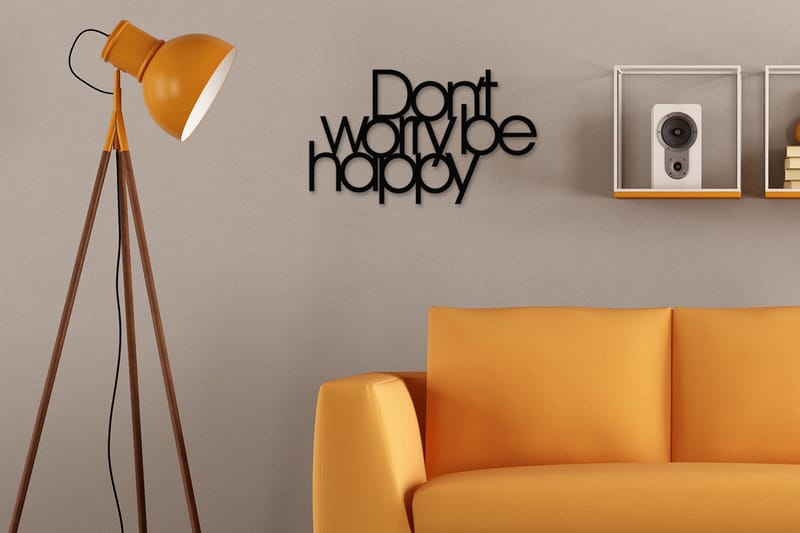 Don't Worry Be Happy Veggdekor - Svart - Innredning - Veggdekorasjon - Skilt - Metallskilt