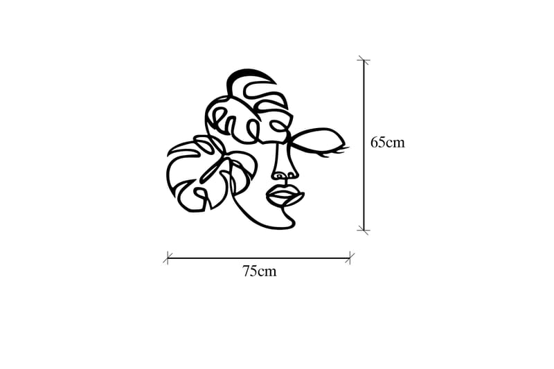 Face And Leaf Veggdekor - Svart - Innredning - Veggdekorasjon - Skilt - Metallskilt