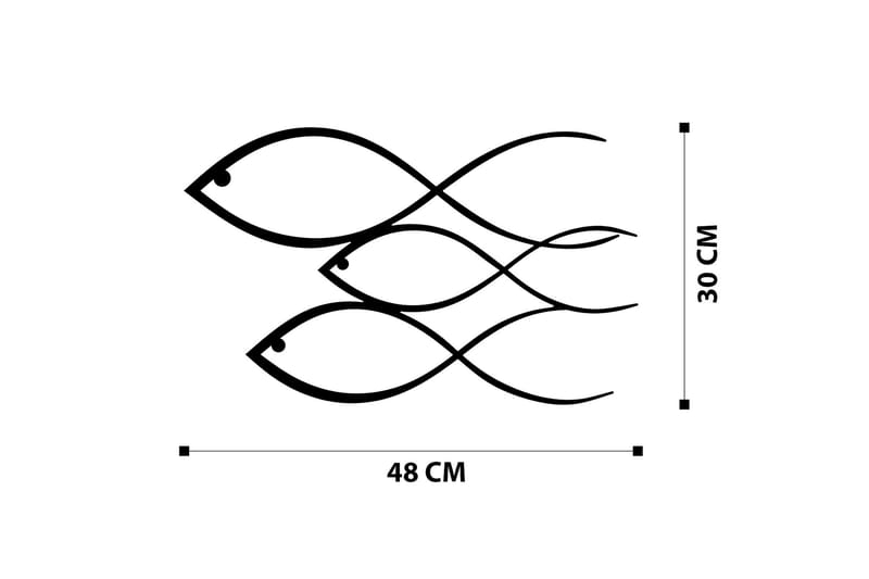 Fish Veggdekor - Svart - Innredning - Veggdekorasjon - Skilt - Metallskilt