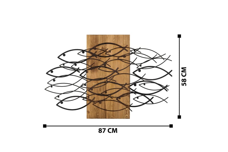 Fish Veggdekor - Svart/Valnøtt - Innredning - Veggdekorasjon - Skilt - Metallskilt