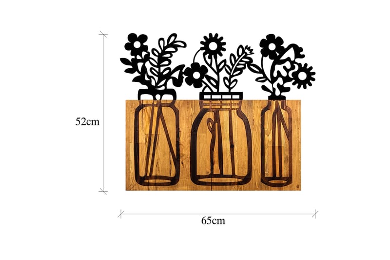 Flower 5 Veggdekor - Svart/Valnøtt - Innredning - Veggdekorasjon - Skilt - Metallskilt