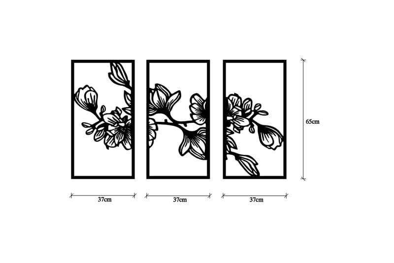 Flower 8 Veggdekor - Svart - Innredning - Veggdekorasjon - Skilt - Metallskilt