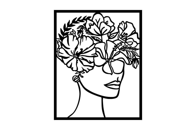 Flower Woman Veggdekor - Svart - Metallskilt