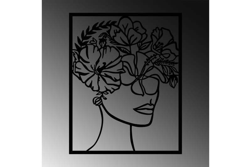 Flower Woman Veggdekor - Svart - Metallskilt