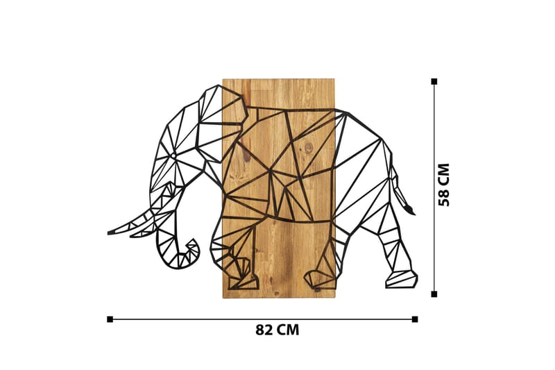 Great Elephant Veggdekor - Svart/Valnøtt - Innredning - Veggdekorasjon - Skilt - Metallskilt