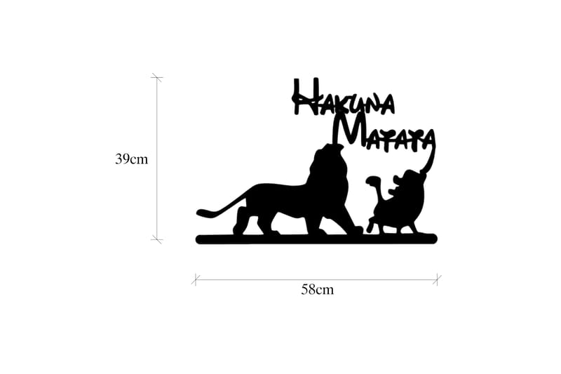 Hakuna Matata Lion And Piggy Veggdekor - Svart - Innredning - Veggdekorasjon - Skilt - Metallskilt